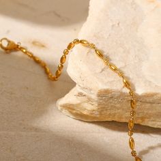 Minimal Oval Beaded Chain Bracelet - Waterproof and Tarnish-resistance Gold Beaded Bracelet, Tassel Jewelry