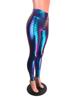 "**Due to SO MANY issues with USPS - we STRONGLY ENCOURAGE you to purchase the UPS Upgrade with your order located here: https://www.etsy.com/listing/926751536/ups-upgrade Made of stretchy mermaid scale holographic spandex - these high-waisted leggings will fit you perfectly, showing off your curves in a flattering way. The inseam measurements for these are 30\". If you need them shorter or longer, please say so in the comments! Womens Sizing (See below for instructions on where measurements sho Wizard Of Oz Dorothy Costume, Sick Clothes, Mermaid Leggings, 80s Clothing, 80s Outfit, Stocking Tights, Mermaid Scales, Mermaid Skirt, Rave Festival