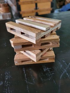 several pieces of wood stacked on top of each other