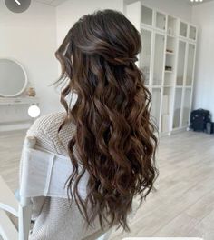 Mermaid Curls Wedding Hair, Long Beach Waves Wedding Hairstyles, Beach Waves Hairstyles Half Up, Hair Inspo For Bridesmaid, Updo Beach Hairstyles, Beach Waves Bride Hair, Wavy Hairstyles For Long Hair Half Up, Beach Waves Hair Wedding Bridesmaid, Bridesmaid Hairstyles With Clip In Extensions