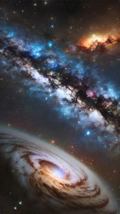 an artist's impression of two spiral galaxys