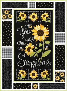 a cross stitch pattern with sunflowers and bees on it, saying you are one sunshine