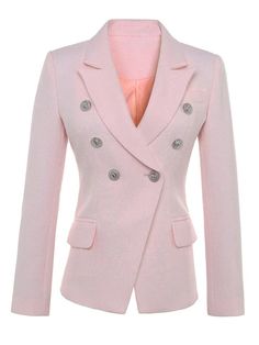 JOSÉPHINE Double-Breasted Blazer – ZCRAVE Double Blazer, Blazer Rose, Blazer Designs, Women Formals, Pink Blazer, Formal Business, Double Breasted Jacket, Breasted Blazer, Double Breasted Blazer