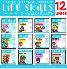 the functional skills for life skills unit is shown in blue and white, with text that reads