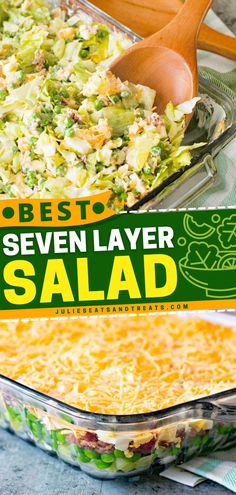 Seven Layer Salad Layered Salad With Peas, 7 Layer Salad, Lettuce Salad Recipes, Layer Salad, Pea Salad Recipes, Seven Layer Salad, Layered Salad Recipes, Make Ahead Salads, Side Salad Recipes