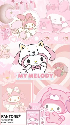 an image of hello kitty in pink and white