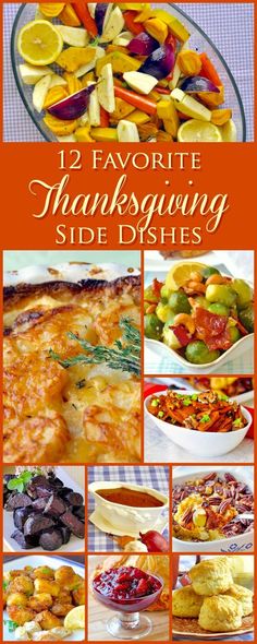 twelve favorite thanksgiving side dishes with text overlay