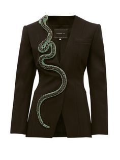 Crystal-snake wool-blend blazer | Andrew Gn | MATCHESFASHION US Snake Clothes Aesthetic, Snake Outfit Aesthetic, Snake Inspired Outfits, Snake Inspired Fashion, Snake Outfits, Snake Outfit, Snake Clothing, Snake Clothes, Snake Jacket