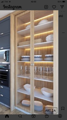 an image of a kitchen with glass shelves