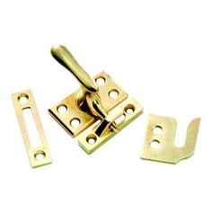 two pieces of brass plated metal with screws