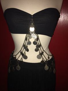 Triple Spiral Kuchi Coin Drape Belly Chain, Happy Summer, Belly Dance, Strapless Top, Crop Tops, Women's Top, Clothes