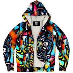 Colorful Graffiti Streetart Chaos Sherpa Hoodie by BigTexFunkadelic. #hoodie #graffiti #sherpa #streetwear #streetsyle #fashion #popart #orange #turquoise Colorful Graffiti, Dream Fashion, Orange Hoodie, Sherpa Hoodie, Stylish Mens Outfits, Hoodies For Sale, Sherpa Lined, Colorful Hoodies, Blue Turquoise