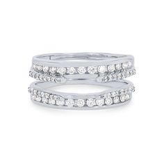 two white gold wedding bands with diamonds on each band, set in 18k white gold