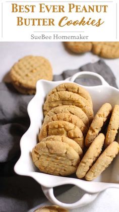 the best ever peanut butter cookies in a white bowl