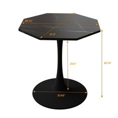 an image of a table with measurements for the top and bottom section, including height