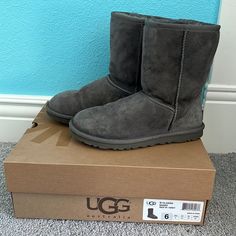 Ugg Women’s Classic Short Color: Grey Size: W 6, Eur 37 Excellent Condition, Practically New! Worn Only A Few Times Before They Were Outgrown. Soles Have No Wear Marks. These Boots Have Been Treated With A Water Repellent Coating Box Included Smoke Free, Pet Free Home Bundle To Save! Ugg Women, Ugg Classic Short, Ugg Classic, Grey Color, Womens Uggs, Winter Rain, Ugg Shoes, Repellent, Water Repellent