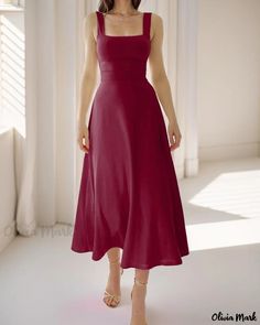 OliviaMark - Elegante vestido ajustado sin mangas con estilosos tirantes anchos y favorecedora cintura ceñida Summer Evening Dress, A Line Long Dress, Boots And Leggings, Bodycon Casual, Glamorous Party, Elegant Midi Dresses, Camisole Dress, Sling Dress, Casual Stylish