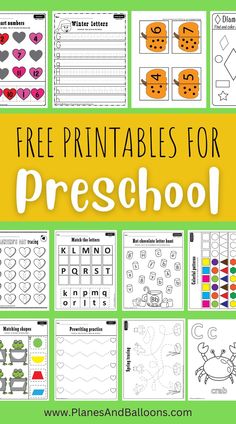 printable worksheets for preschool and homeschool with the text free printables for preschool