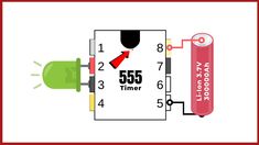 an electronic device is connected to a battery and has the symbol 555 timer on it