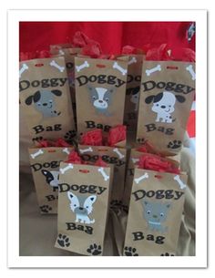 brown paper bags with dogs and bones on them