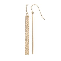 Add something new to your every day style with these Au Naturale drop bar earrings. Click on this JEWELRY & WATCHES GUIDE to learn about fit, styles, materials and more! Add something new to your every day style with these Au Naturale drop bar earrings. Click on this JEWELRY & WATCHES GUIDE to learn about fit, styles, materials and more! FEATURES Length: 41 mm Metal: 14k gold Backings: fishhook Finish: polished Nickel free Packaging: boxed Please note, due to the high value of this item, a signa Leopard Print Bodycon Dress, Backless Cocktail Dress, Beaded Crop Top, Strapless Bodycon Dress, Lace Party Dresses, Au Naturale, Solid Color Dress, Bar Earrings, Polished Nickel