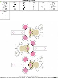 an image of three little monkeys in the shape of hearts and stripes on a sheet of paper