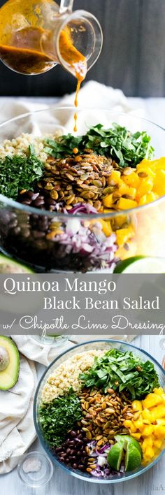 quinoa mango black bean salad with avocado dressing