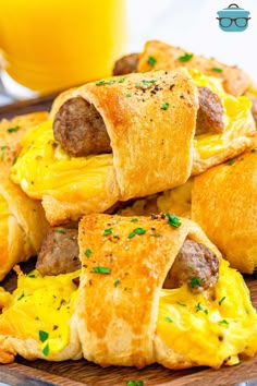 sausage and egg breakfast rolls on a plate