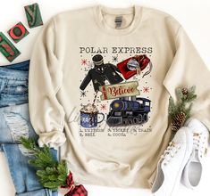 Polar Express Sweatshirt Family Christmas Shirts Polar Express, Polar Express Pajamas, Polar Express Christmas, Christmas Gift For Family, Express Fashion, Christmas Hoodie, Christmas Train, Polar Express, Admit One