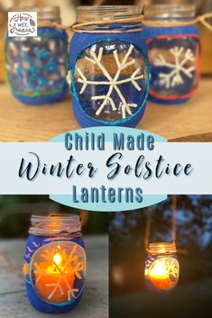 mason jar filled with winter solstice lanterns