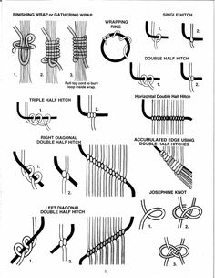 the diagram shows how to tie different types of cords and hooks in order to keep them organized