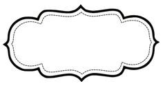 a black and white drawing of a blank label with stitching on the bottom corner