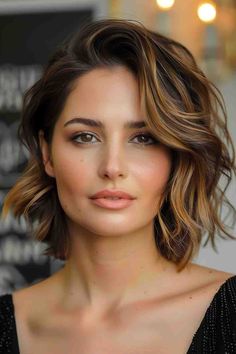 The Best Bob Haircuts & Hairstyles of 2024 Hair All One Length Medium, Bob With Side Parting, Side Parting Bob Hairstyles, Wispy Layered Bob, Long Bob With Waves, Waved Bob Hairstyles, Soft Waves Bob Hair, Formal Dress With Bob Hairstyle, Wake Up And Go Haircut