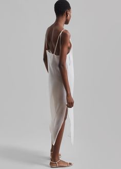 Madeline Sheer Midi Dress - Off White Sheer Midi Dress, The Frankie Shop, Frankie Shop, Long Midi Dress, Midi Length, Woven Fabric, Long Dress, Adjustable Straps, Dry Clean