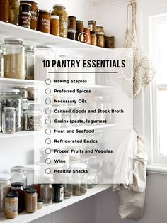 the pantry is organized with jars, spices and other items to make it easier for people to use