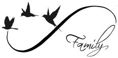 the family logo with two birds flying above it