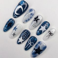 Fake Nails Designs, Punk Nails, Blue Nail