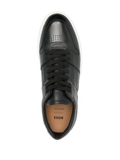 BOSS contrasting-sole Leather Sneakers - Farfetch Classic Sneakers With Perforations And Plain Toe, Classic Plain Toe Sneakers With Perforations, Leather Low-top Sneakers With Perforations, Black Low-top Sneakers With Stitched Sole, Classic Sneakers With Textured Sole And Wingtip Design, Calf Leather Sneakers With Perforations And Round Toe, Modern Leather High-top Sneakers With Perforations, Black Wingtip Sneakers With Rubber Sole, Sporty Leather High-top Sneakers With Perforations