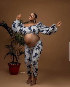 Photoshoot African, Ankara Maternity, Maternity Outfits For Photoshoot, African Maternity, Shower Outfits, Baby Shower Outfit, He Or She, Maternity Pants, Photoshoot Outfits