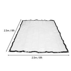 an image of a white tarp with measurements for the top and bottom part on it