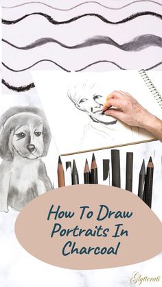 how to draw portraits in charcoal with colored pencils and crayon pens on the table