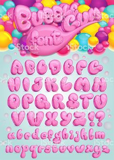 bubble font and numbers with balloons in the background