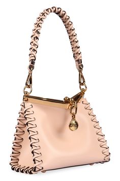 Exterior:, 100% Calf Leather. Interior:, 100% Calf Leather. Pink Leather Luxury Evening Bag, Luxury Bohemian Pink Bag, Luxury Pink Shoulder Bag With Leather Handles, Luxury Pink Shoulder Bag With Metal Logo, Luxury Pink Textured Leather Shoulder Bag, Soft Suede, Small Bag, Manolo Blahnik, Large Bags