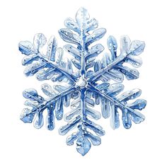 a snowflake is shown in the middle of it's image, with water droplets