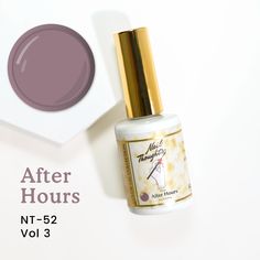 After Hours is a grayish lavender color. This specific lavender is darker than your average true lavender. It has a gray hue for a lovely subdued classic manicure color. Classic Manicure, After Hours, Lavender Color, 30 Seconds, Gel Polish