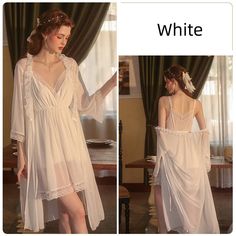 Product category: setStyle: suitCollar type: V-neckColor: white, champagneSize: M,L Lingerie Pajama, Lace Nightgown, Short Lace Dress, Printed Long Dresses, Vestidos Vintage, Pink Midi Dress, Sleep Shirt, Dress For Short Women, Maxi Dress Party