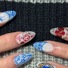 Chinese New Year Nails, Chinese New Year Nail, Lunar New Year Nails, Chinese Nails, New Year Nails, Year Nails, Chinese Bowls, Happy Lunar New Year