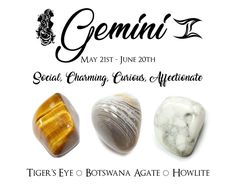 three different types of stones with the words genni on them in black and white