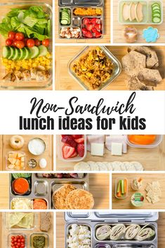 a collage of lunches with the words, no - sandwich lunch ideas for kids