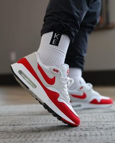 OG style meets modern comfort in these Air Max 1s. The perfect blend of retro and red-hot NikeAirMax1 #BigBubble #RedSneakers #NewRelease Air Max 1s, Big Bubble, Nike Shoes (men), Big Bubbles, Nike Air Max 1, Men's Casual Style, Red Sneakers, Nike Basketball, Air Max 1